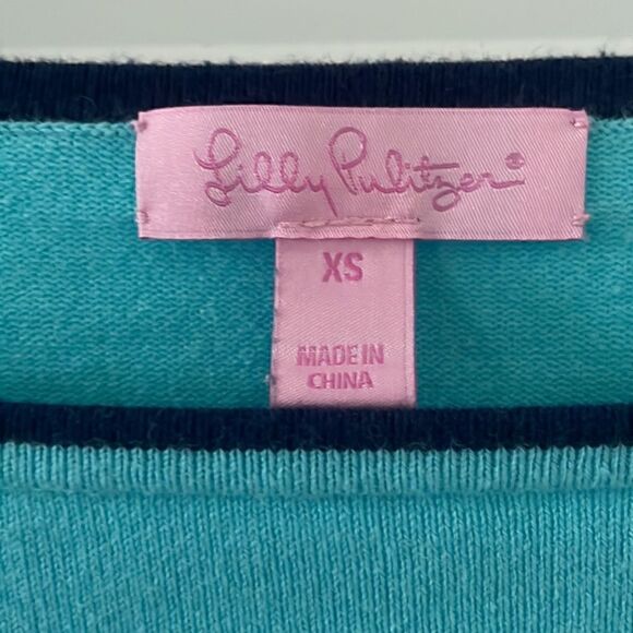 Lilly Pulitzer Aqua Striped Long Sleeve Top - Picture 3 of 5